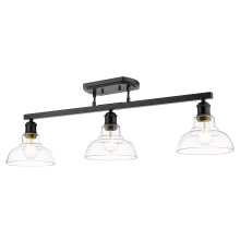 Golden 0305-3SF BLK-CLR - Yep by Golden Lighting Carver 3-light Semi-Flush Mount in Matte Black and Clear Glass